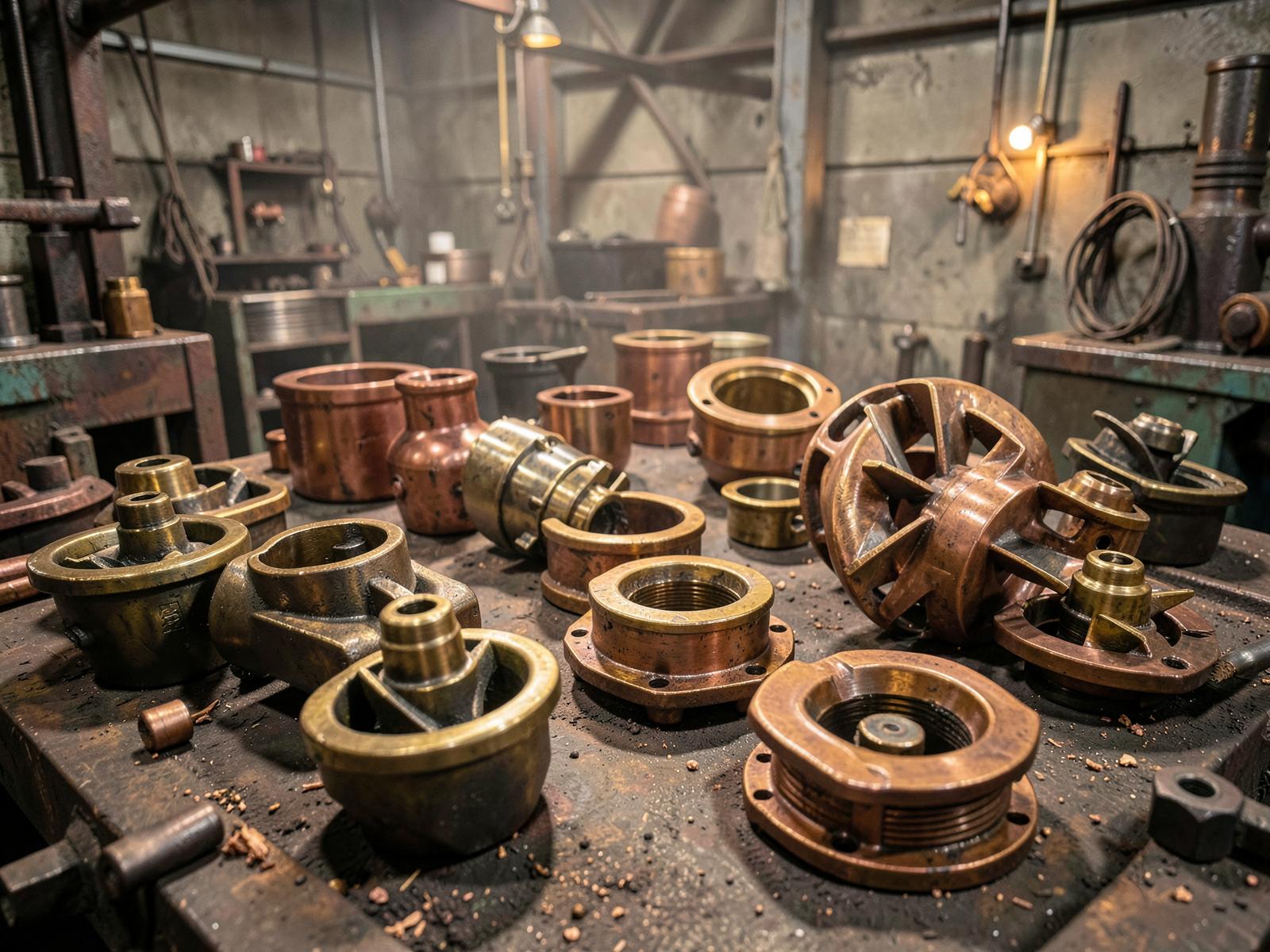 Bronze and brass cast components
