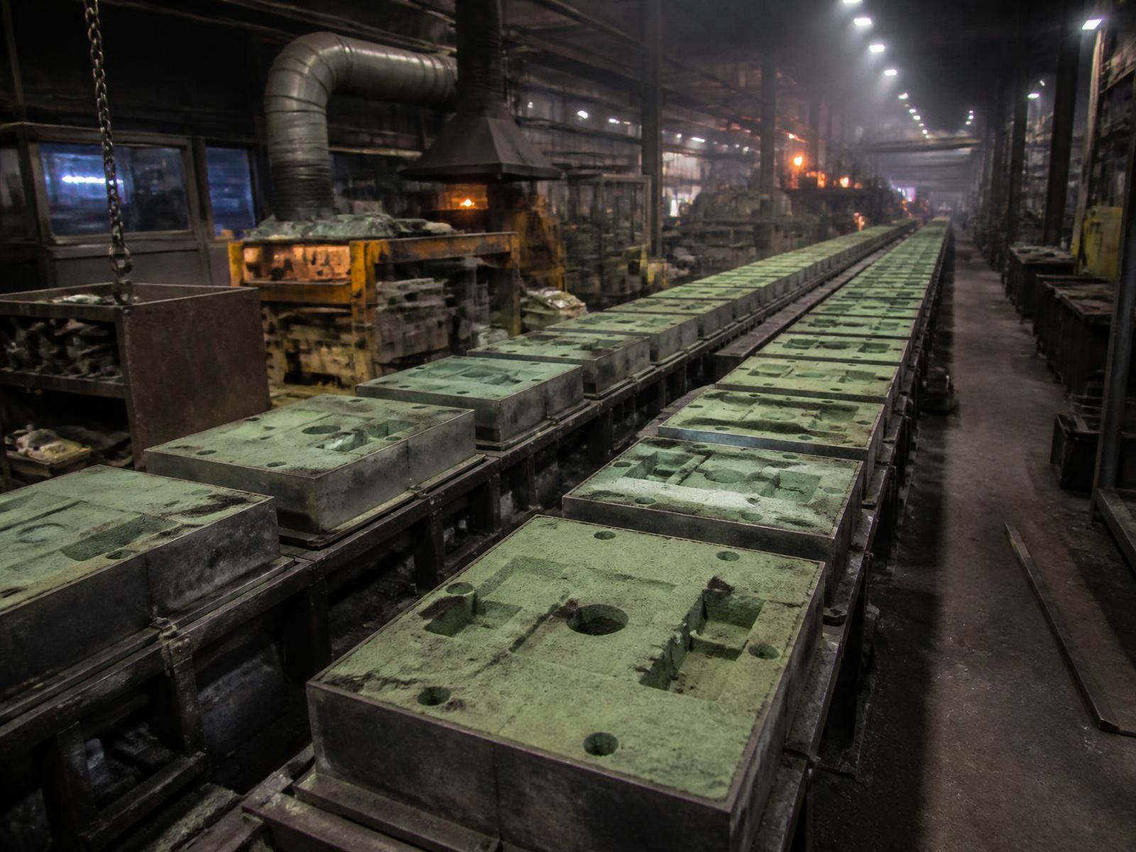 Foundry moulding line in production